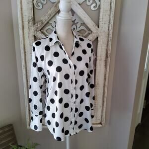 Notations Black and White Polka Dot Blouse